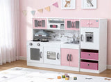 Keezi Kids Kitchen Playset 2-Piece Wooden Pretend Play Coffee Maker Toy 100CM Pink PLAY-WOOD-COMBINATION-PK