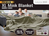 Laura Hill 3m x 3m XL Faux Mink Blanket Double-Sided Soft Plush Bed Oversized Throw Rug Olive MINK-XL-SL