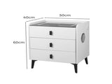 Levede Bedside Table LED Lights Drawers Storage NI1050-3-WH