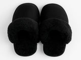 Sheepskin Wool Womens Slippers Scuffs Slip On Winter Ugg Slippers in Black V563-BR-SHEEPSCUFFS-BLKFR-6