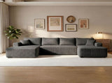 Levede Modular Sofa Lounge Set Corduroy U Shaped Sectional Cloud Couch Grey SOFABED1013-GY-AU