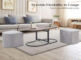 3 Piece Set Coffee Table & Ottoman Wood Side End Table Industrial - CREAM GREY V274-FT-ST03-CR