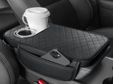 Car Armrest Cushion With 2 Cup Holder And Side Pocket Pu Leather Beige V1189-LWWAL-20260327-04356