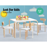 Keezi 5PCS Kids Table and Chairs Set Activity Toy Play Desk BENT-B-KID-TAB02-NT-WH