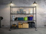 Modular Wire Storage 150x45cm Steel Shelving Black With Wheels For Garage Warehouse Or Kitchen V63-841201