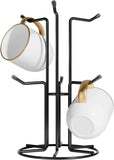 Mug Tree for Large Cups, Counter Coffee Mug Holder with 6 Hooks, Metal Coffee Cup Holder Tree, V1258-DP02-C-412
