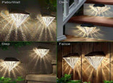 Solar Fence Lights Diamond, 6 Pack Deck Lights Outdoor Waterproof Step Lights Solar Powered for V1366-AZ2-W-08421