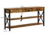 Console Table with 3 Drawers, Industrial Entryway Table with 3 Tier Storage Shelves V1127-C-CNT4-BR