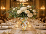 Gold Glass Vase, 9" Tall Crystal Flower Vase, Boho & European Style Vintage Glass Vase for Wedding V1370-AZ4-15530