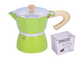300ML Coffee Pot Moka Maker Coffee Kettle for Gas Stove Ethanol Stove Electrothermal FurnaceGreen V1294-YM0901-3118210170211