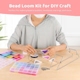Adjustable Metal Bead Loom Kit, Loom Beading Supplies with 46000 Glass Seed Beads 2 Bead Needles V1369-AZ3-W-08535