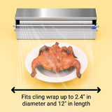Silver Blue Stainless Steel Cling Wrap Dispenser, Kitchen Storage, Food Storage, Cling Wrap Holder, V1102-122-SIL-85606