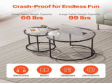 Nesting Coffee Table Set of 2, 600 mm Round Coffee Table, Glass Nesting Tables for Small Place, V952-QTZTBYXKJTT2PVR8P001V0