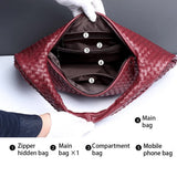 Dark Brown Elegant Woven PU Leather Hobo Bag - Stylish Large-Capacity Shoulder Handbag for Women V888-ELOSUNG11527