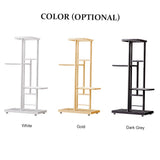 4-Tier Display Shelf Flower Pots Rack Plant Stand Potting Ladder Planter Stand Heavy Duty Storage V1294-YM0901-H38344DG