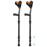 Pair of Adjustable Forearm Crutches for Adults, Lightweight Portable Walking Crutches with Spring V1181-AT002-BK