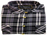 Mens Half Placket Flannelette Long Sleeve Pullover Shirt 100% Cotton Check Authentic Flannel V563-FS-HP18-BKPURPLE99-S
