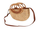 Women Rattan Bag Retro Fashion Small Semicircle Handwoven Straw Shoulder Bag Clutch Bag for Beach V1294-YM0710-3117230325111