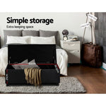 Artiss Storage Ottoman Blanket Box 97cm Leather Black OTM-L2-BK