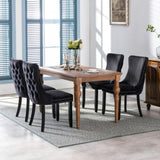 6x Velvet Upholstered Dining Tufted Chairs with Studs Trim and Solid Wood Legs-Black V226-SW8809BK-3