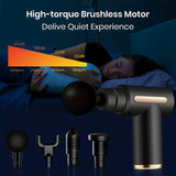 Black**Portable Deep Tissue Massager 6-Speed & 4 Heads & 15-Min TimerProfessional Muscle V1106-AMY001