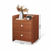 Classic Nightstand Walnut Wood Grain Double Drawer Tray Top White Handles V360-ZC-FNBT0069-BN-2D-47