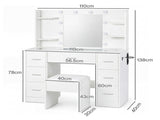 Levede Dressing Table Makeup Vanity with Lights Glass Desktop 7 Drawers White VM1038-AU