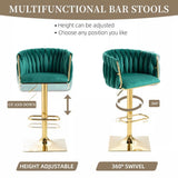 SERENIT Modern Velvet Breakfast Bar Stools Swivel Barstools Adjustable Counter Stools with Backrest V255-GP1782R-GREEN