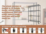 Modular Wire Storage 90x35cm Steel Shelving Black With Wheels For Garage Warehouse Or Kitchen V63-841151