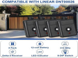 4Pack 1 Channel Keychain Door Remote for Linear DNT00026, -3 310 Mhz 12V Power Miniature V1192-AZ-W-20857