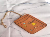 2 Pack Women's Mini Zip Card Holder & Coin Purse with Keychain - Orange UFO Starry Sky & Solid Black V888-ELOSUNG41458