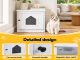 i.Pet 49x51cm Cat Litter Box Enclosure Hidden Litter Tray Cabinet White PET-CLBC-49X51-WH