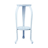 2-Tier Metal Plants Stand, Indoor Outdoor Minimalist Flower Pot Holder, White Metal Planter Shelf V1366-AZ2-W-12032