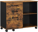 3-Drawer File Cabinet with Open Compartments for A4 Rustic Brown and Black V178-11543