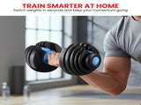 Powertrain 48kg Adjustable Dumbbells Set Home Gym Exercise Free Weights Stand - Blue DMB-BF1-024-2S-BU