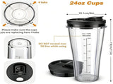 Replacement Ninja Blender Cup Compatible with 32oz 24oz 18oz BL480 BL482,24oz Blender Cup with V1221-XM-LB8212-GM231