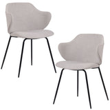Set of 2 Dining Chairs Fabric with Metal Legs in Ivory Beige V563-68409