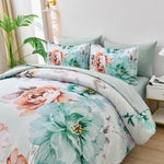 Warm Floral Comforter Set, King Size, Cozy Quilted Bedding with Pillowcases V745-MAB010934AJ3