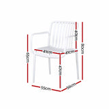 Gardeon 4PC Outdoor Dining Chairs Patio Furniture PP Stackable Chair Garden White ODF-CHAIR-PP-STR-WH-4X