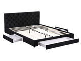 Artiss Double Bed Frame Storage Charging Station Upholstered 3 Drawers USB Type-C BFRAME-G-LUNA-D-BK-ABC