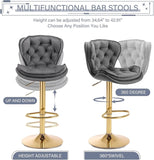 SERENIT Swivel Bars Set of 2 Counter Height Barstools with Back Velvet Upholstered Adjustable V255-GP2210R-GREY