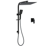 WELS Matt Black Dual Shower Set Large 16" Rainfall Head 3 Modes Handheld Silding Rail Combo Mixer V1233-C7121SBHS002M4CBKSS116BKSQ201B