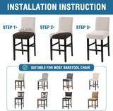 100% Waterproof Bar Stool Cover Stretch Counter Pub Chair Slipcover for Dining Room Removable Soft V1259-DP01-A-4441