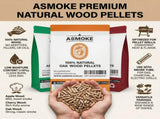 ASMOKE 3-Piece Premium Wood Pellet Variety Pack - Oak, Cherry & Apple V642-XFAS-MIX-WO-PEL-5LBSX3