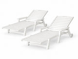 Gardeon 2PCS Sun Lounge Lounger Beach Chair HDPE Patio Outdoor Furniture with Wheels White FF-LOUNGE-HE-WH-X2