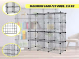 12 Cube Wire Grid Organiser Bookcase Storage Cabinet Wardrobe Closet Black V63-827861