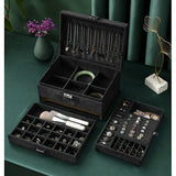 Black Jewelry Box with Key Lock and Multiple Compartments Blackyux V1188-YU108C-06545-1