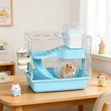 Transparent Acrylic Hamster Cage with Tray Bottom 2 Story Villa Structure Ventilation Holes V1370-AZ4-09344