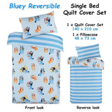 Caprice Bluey Bingo Reversible Striped Licensed Quilt Cover Set Single V442-CAP-QUILTCS-BLUEY8377-BLUE-SB