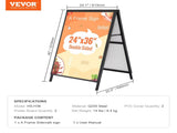 A Frame Sidewalk Sign, 61x91cm Heavy Duty Slide-in Signboard Holder, Double-Sided Folding Sandwich V952-XHBZA2436INCHM1FCV0